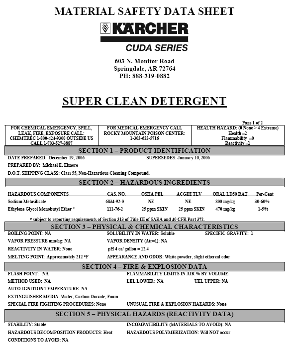 Super Clean Material Safety Data Sheet