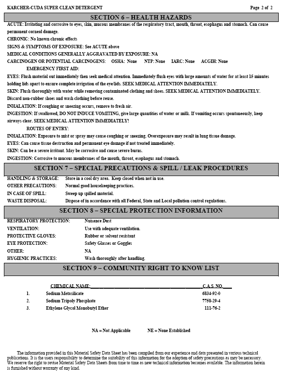 Super Clean Material Safety Data Sheet